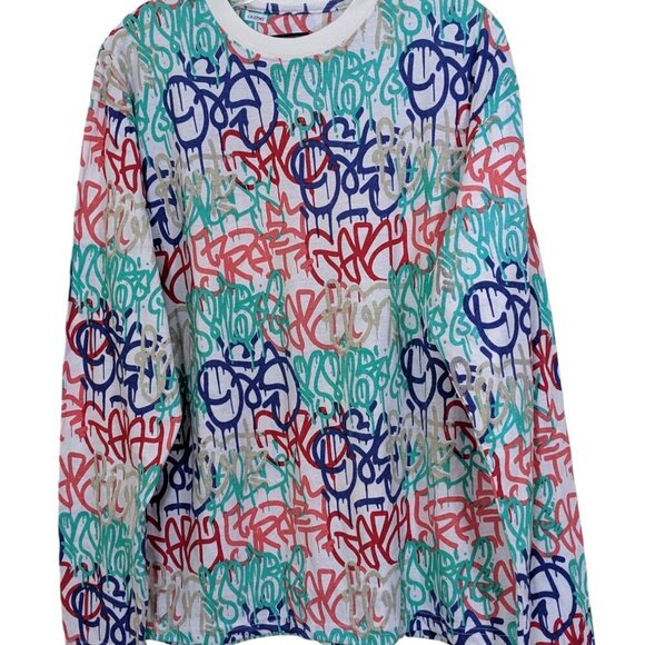 Massive Brand Long Sleeve T Shirt Mens Large All Over Print Graffiti Abstract - Picture 1 of 5